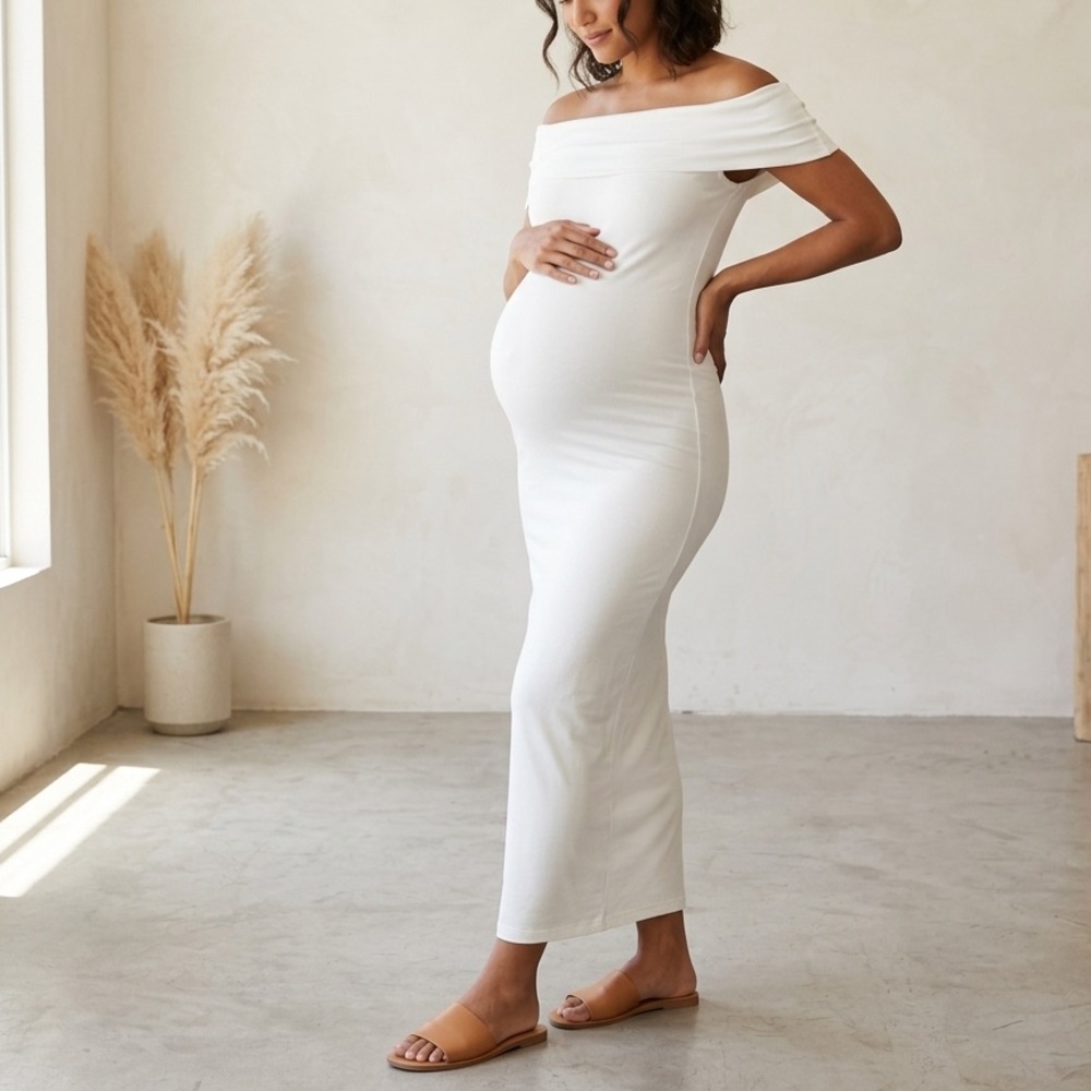 Bumpsuit The Bianca Maternity Maxi Dress in Ivory